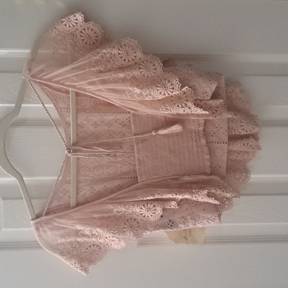 ALTAR 'D STATE BLUSH PINK LACE TOP SZ SMALL - Picture 5 of 12